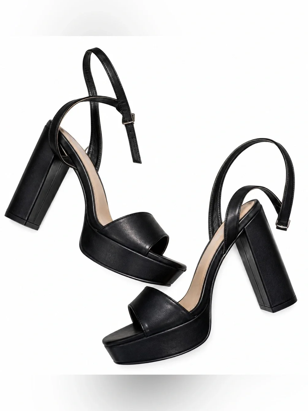 SHEIN Black Platform Sandals | Ankle Wrap Strappy Heels | Retro 70s | 9